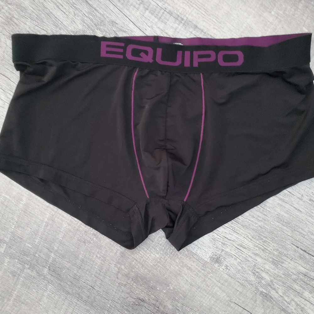 Men’s Black Boxer Briefs with Purple Trim - Comfortable Support